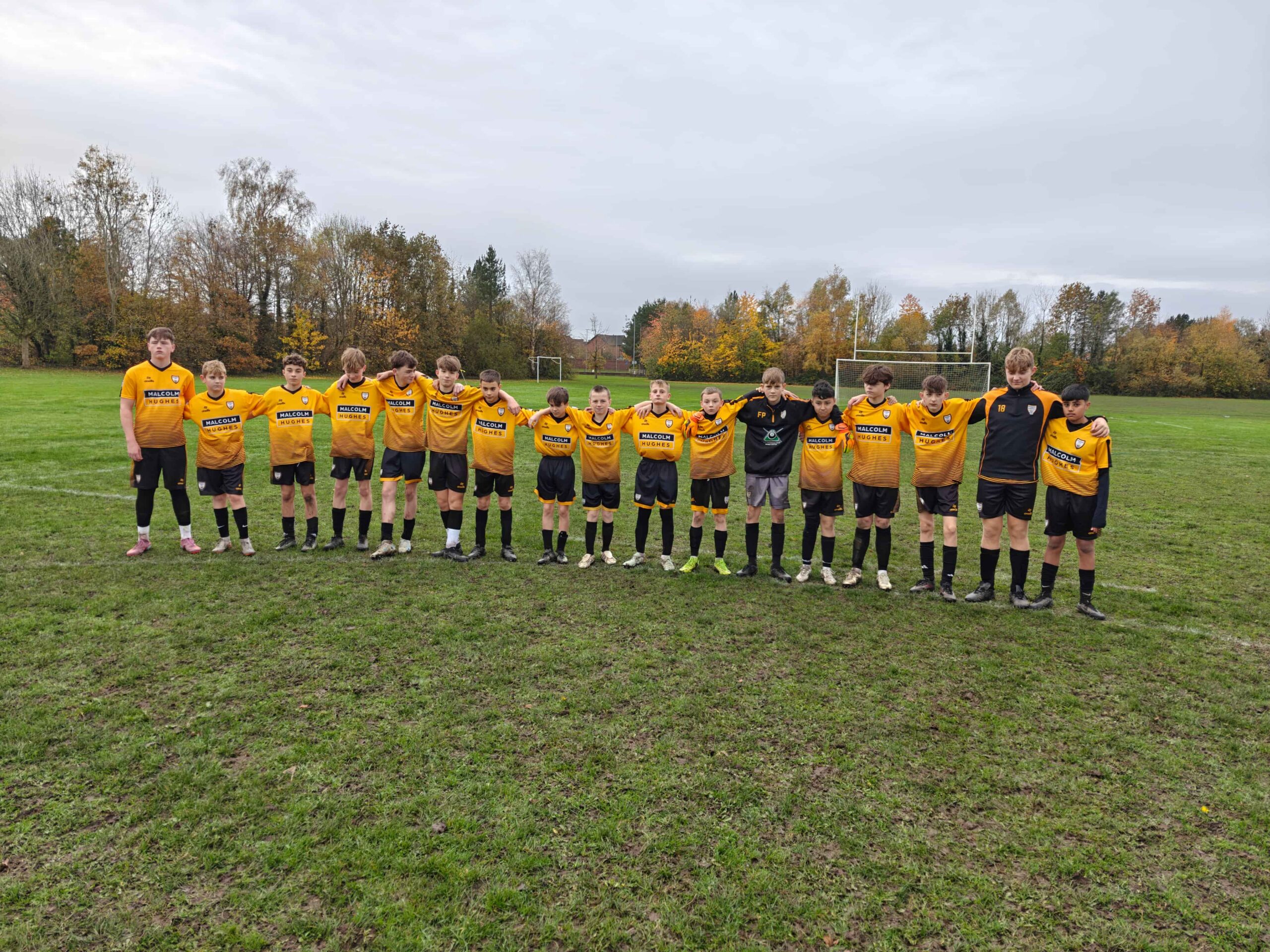 Malcolm Hughes sponsor davenham rangers under 13 football team new kit